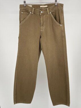 Levi's Dad Utility Carpenter Pants 26 Tobacco Brown Canvas Contrast Stitch Y2K